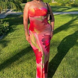 Windsor Floral Strapless Bright Dress